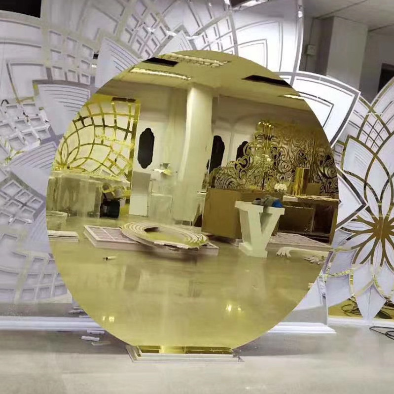 Wedding Furniture Acrylic Round Design Gold Mirror Backdrops Decoration for Wedding/Party/Events