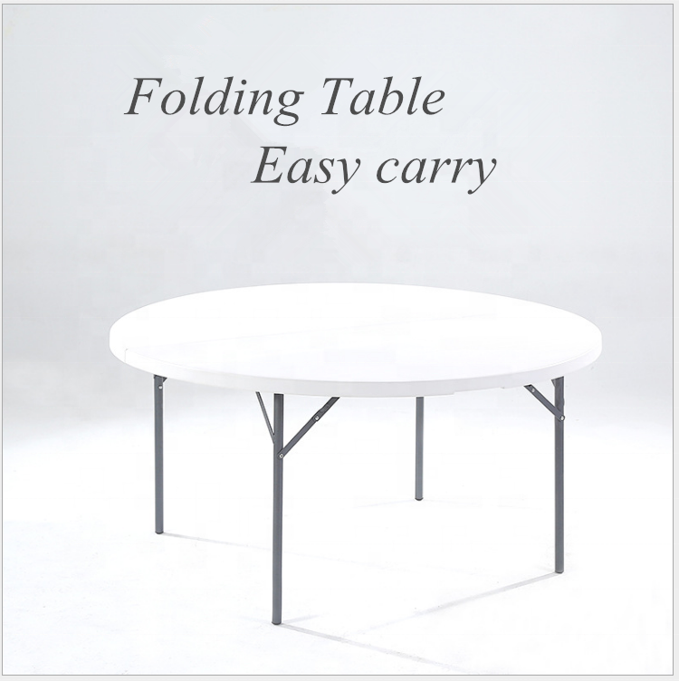 Cheap price HDPE Round  White plastic folding wedding table and chairs