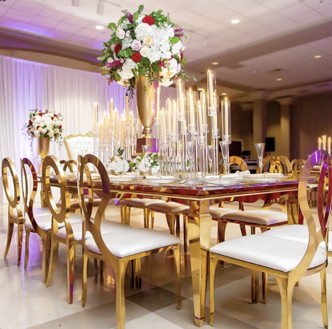 Luxury Event gold stainless steel stackable wedding chairs