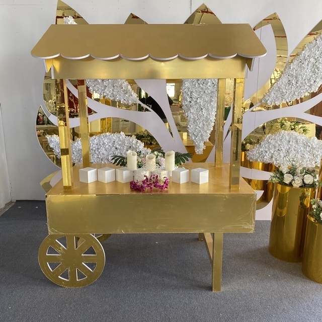 Gold Acrylic Wedding Flower Cart Candy Carts