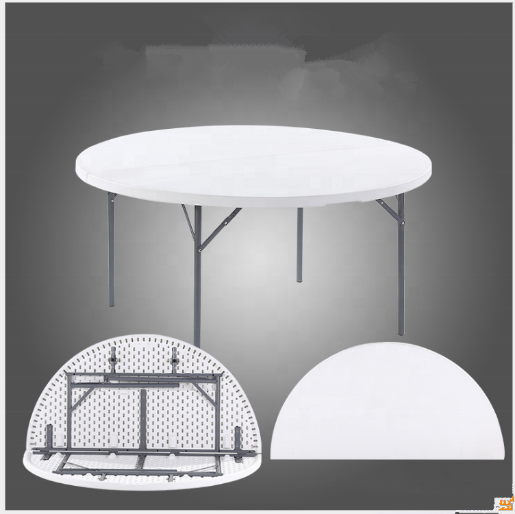 Cheap price HDPE Round  White plastic folding wedding table and chairs