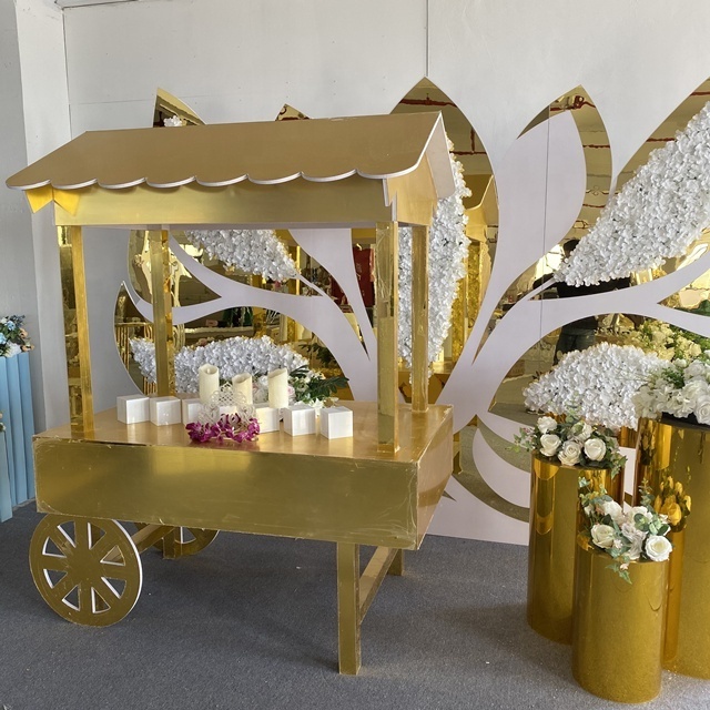 Gold Acrylic Wedding Flower Cart Candy Carts