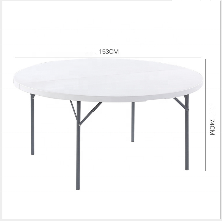 Cheap price HDPE Round  White plastic folding wedding table and chairs