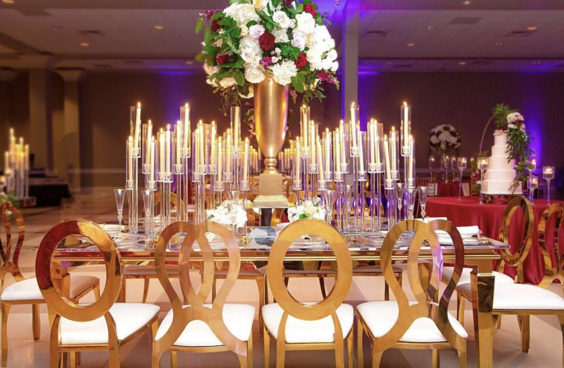 Luxury Event gold stainless steel stackable wedding chairs