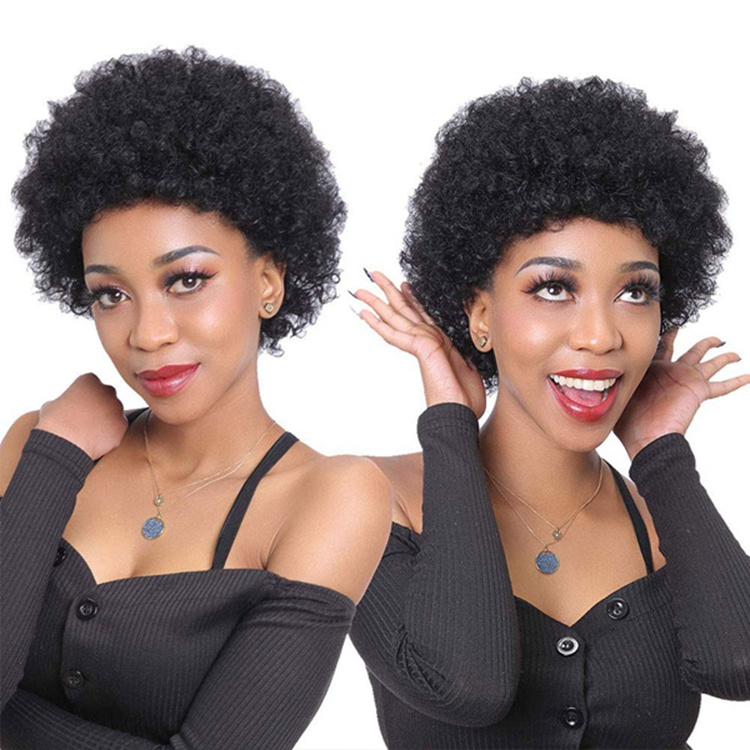 Cheap 150% Density Eurasian Double Drawn Afro Curly Vietnamese Bundles Pixie Curls Virgin Human Hair Lace Curl Short Wigs