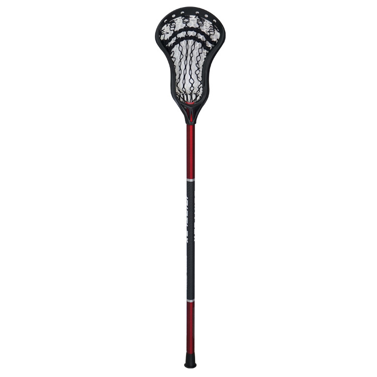 Men's Complete Attack And Defense Lacrosse Sticks Composite Carbon Shaft White with Strung Head and Butt Ends