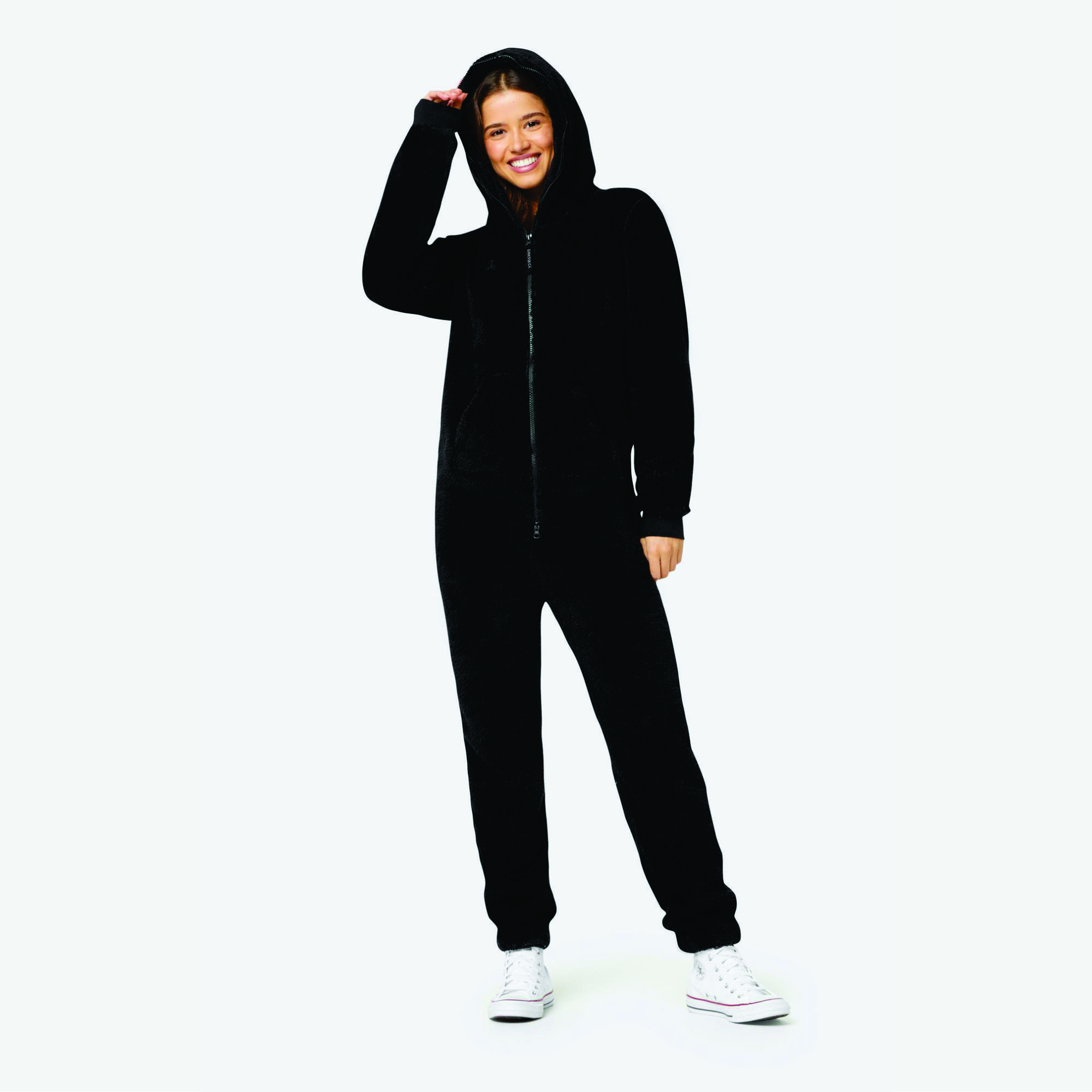 100% Polyester Soft & Stretchy Fleece Fabric Two Way  Quality Zipper Unisex  Black Puppy Jumpsuit Breathable