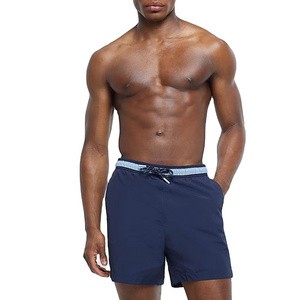 Regular Fit Navy Iridescent Swim Shorts 100% Nylon Polyamide Anti-Wrinkle Mid-Waist Side Slip Pockets Elasticated Waist