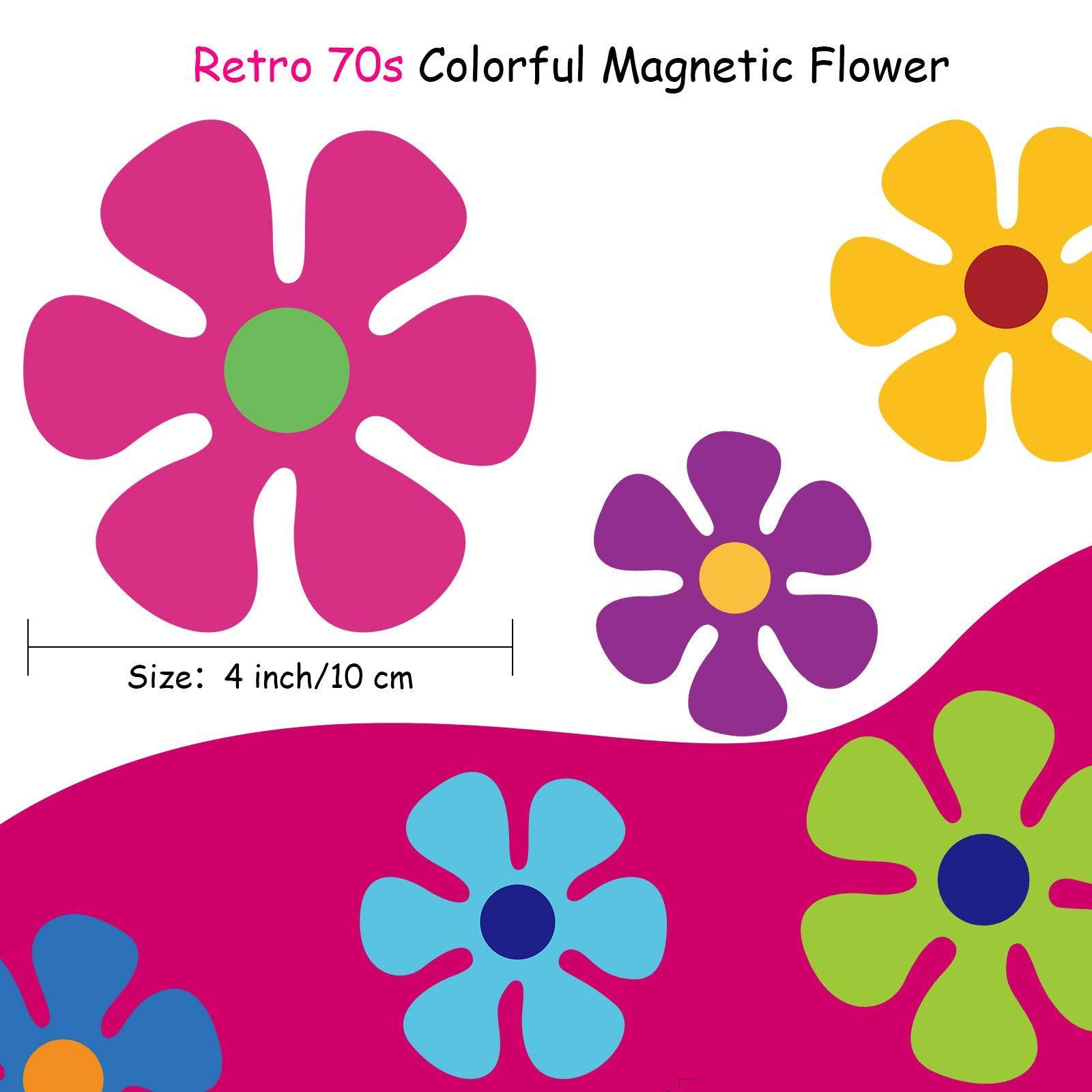 Magnetic Flower Decals Fridge Magnet Multi-Color Flower Cutout Magnet for Car Home Wall Whiteboard Refrigerator