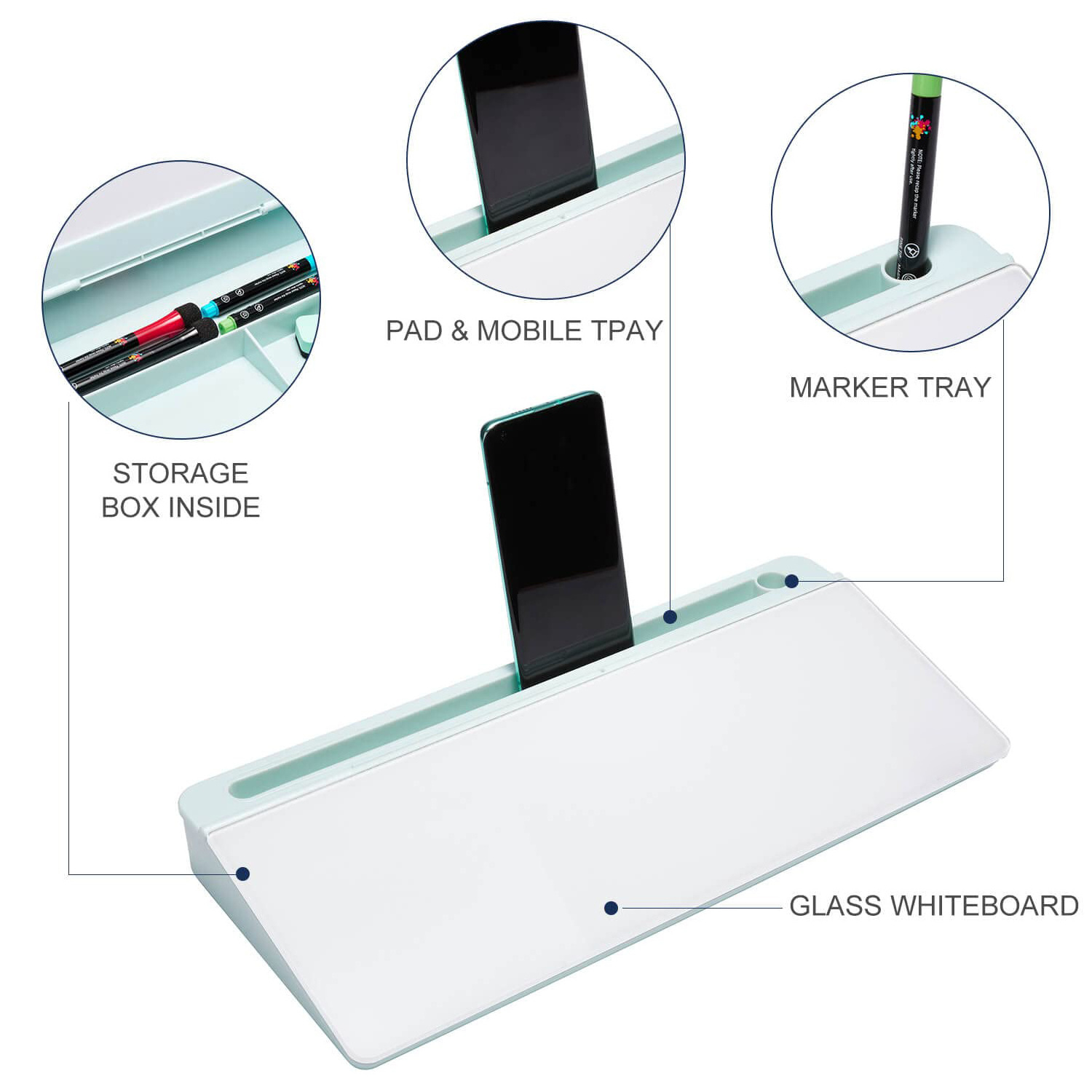 Wholesale Computer Pad Small Mobile Portable Desktop Keyboard White Board Glass Mini Whiteboard Storage Desktop Whiteboard