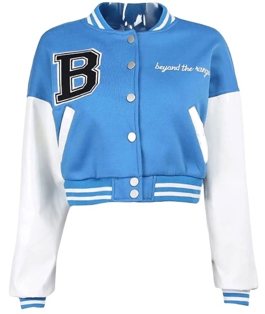 Crop Varsity Jacket Letterman Jacket college jacket with custom logos and chenille patches at wholesale for women