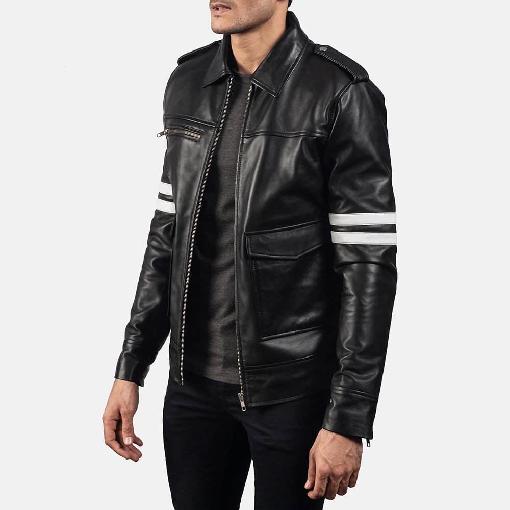 Best Selling Low Price 100% Leather Jacket For Men Custom Made With Label Of Buyer In Low Price High Quality