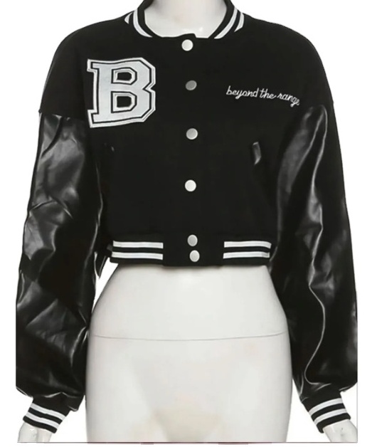 Crop Varsity Jacket Letterman Jacket college jacket with custom logos and chenille patches at wholesale for women