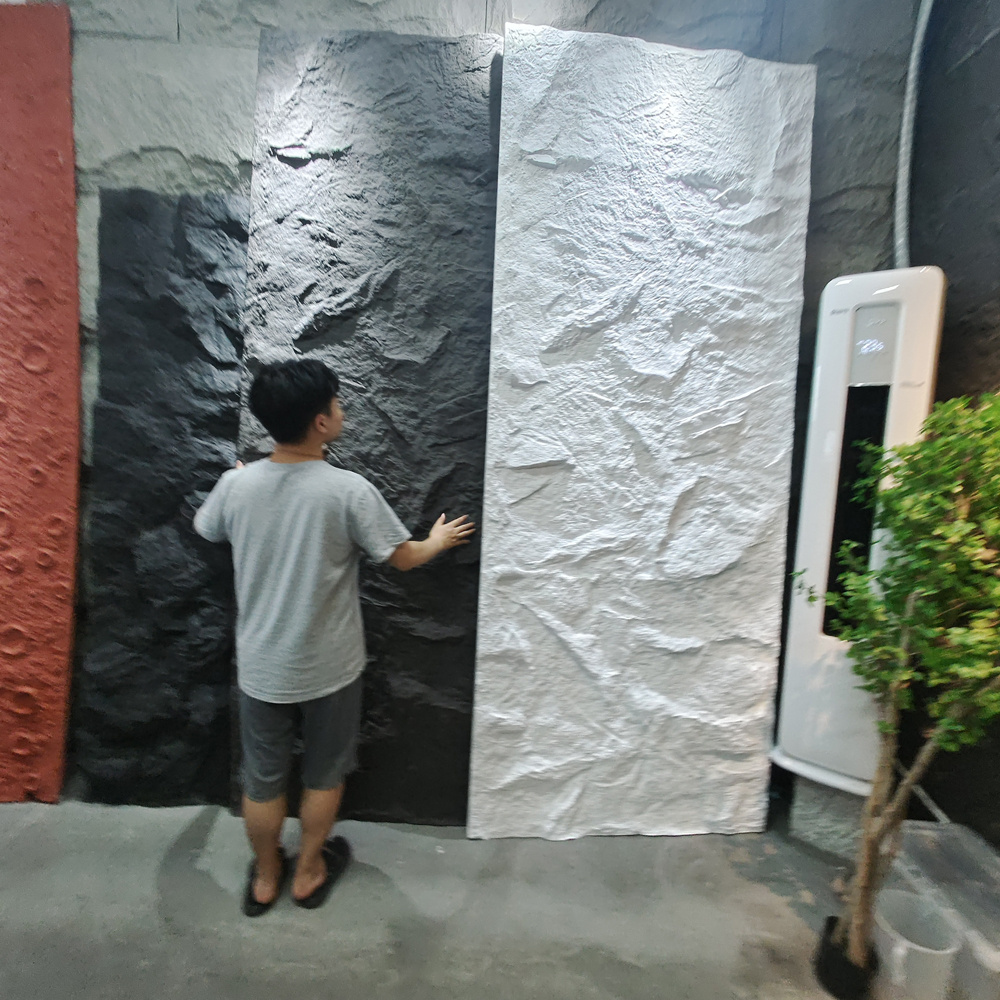 Light weight and cheap polyurethane faux stone wall panels PU 3d rock stone waterproof wall paneling for walls