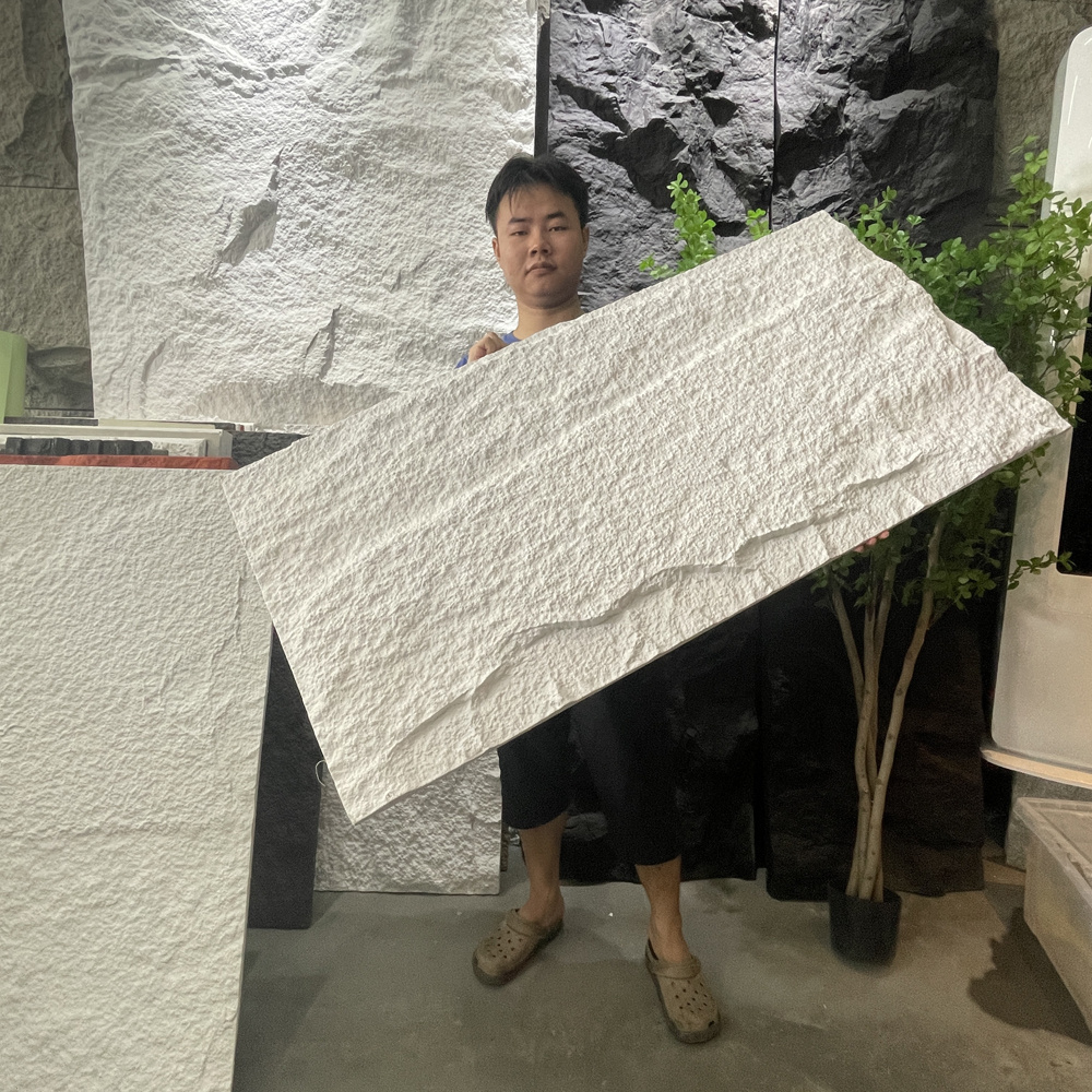 3D outdoor PU stone wall panel, polyurethane artificial stone wall, artificial rock panel components with different sizes