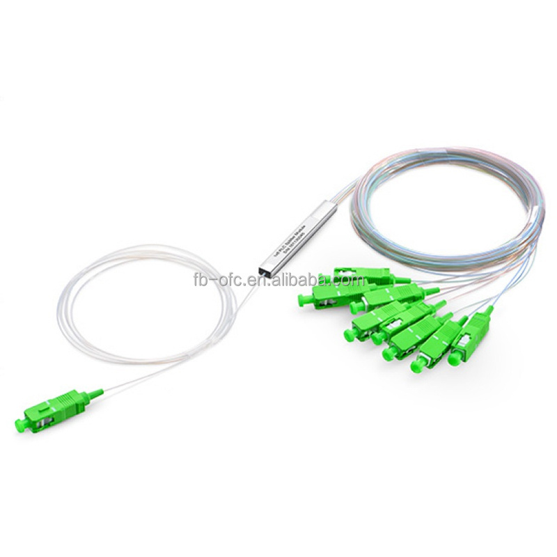 Fiber Optic PLC Splitter 1X2 1X4 1X8 1X16 1X32 1X64 Steel Tube type with SC/APC Connector 1:8 Optical Fiber PLC Splitter 1*16