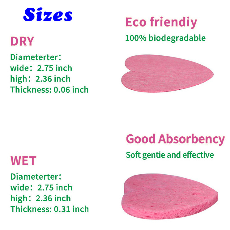 Popular Wholesale Reusable Facial Compressed Cleansing Sponge Expanding Cellulose Sponge Face Cloth Cellulose Cosmetic Pads