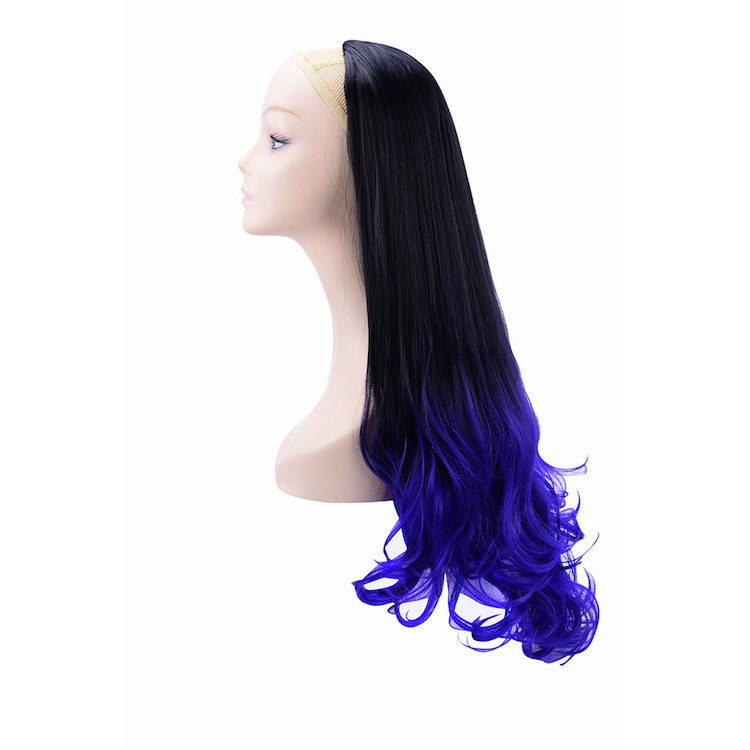 Two Tone color synthetic Heat Resistant Fiber half wig