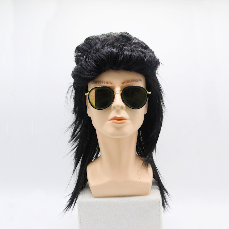 Funny play party halloween synthetic mens mullet wig