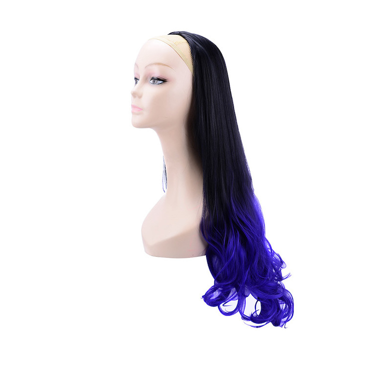 Two Tone color synthetic Heat Resistant Fiber half wig