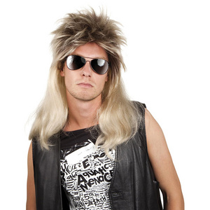 Old fashion style blonde/black rocker wig