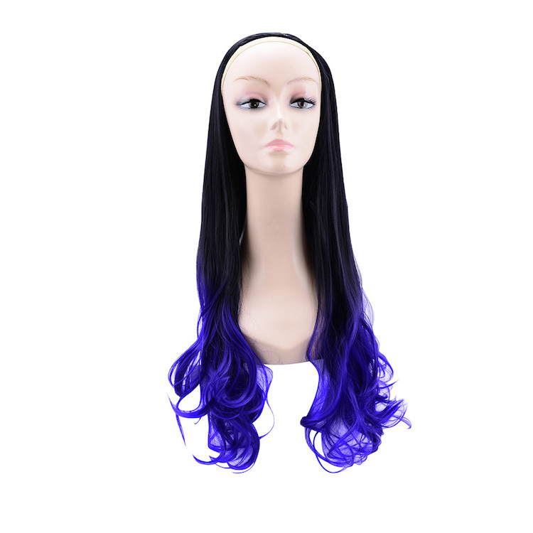 Two Tone color synthetic Heat Resistant Fiber half wig