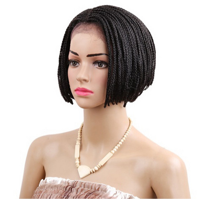 Short bob lace front wig braid synthetic wigs for women