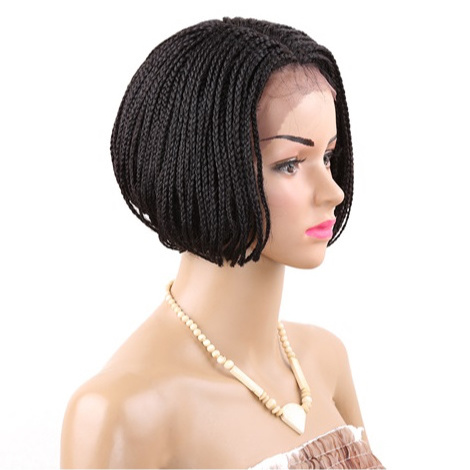 Short bob lace front wig braid synthetic wigs for women