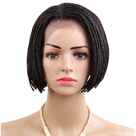 Short bob lace front wig braid synthetic wigs for women