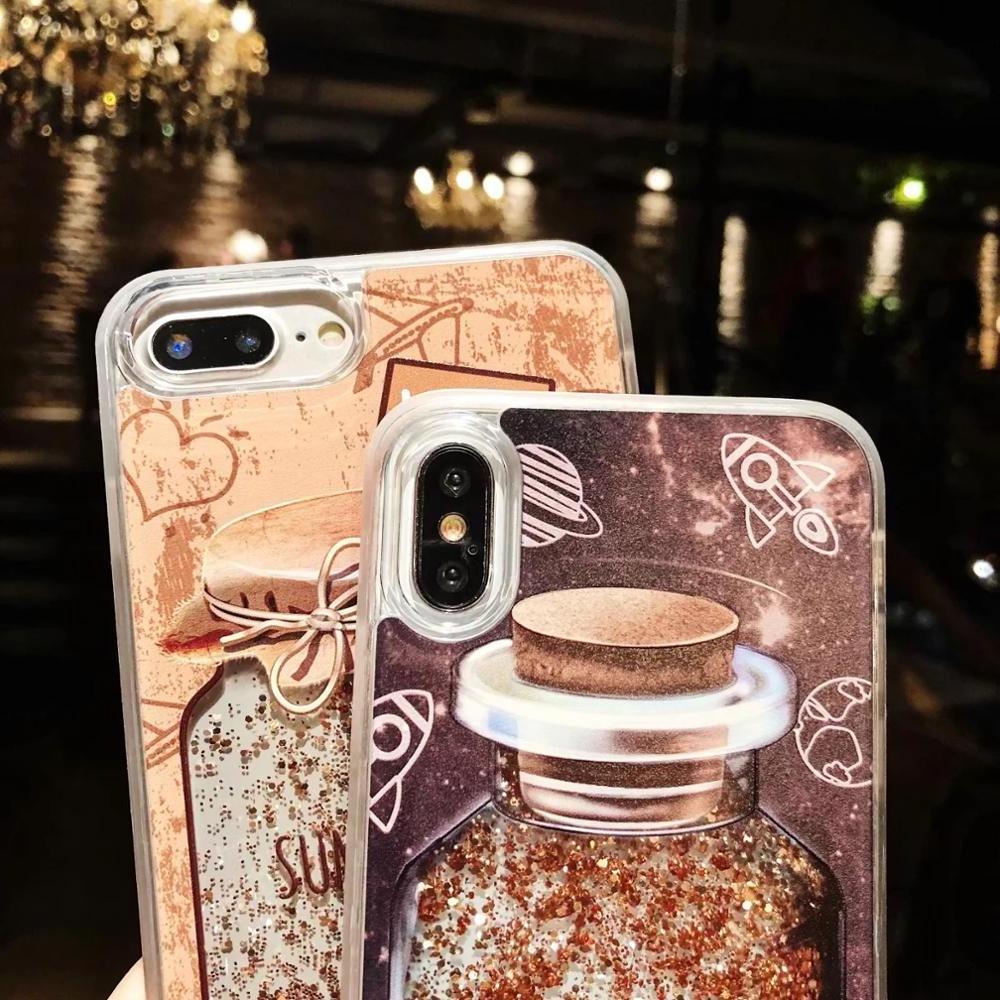 Custom liquid glitter water phone case for iphones 15 dynamic shining quicksand with diamond