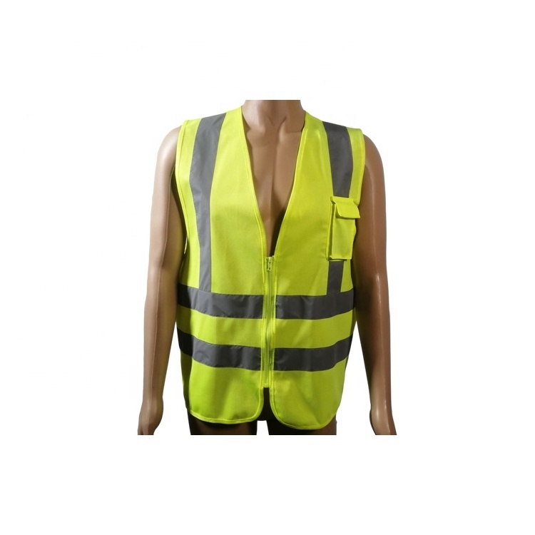 FBOsafety Reflective Polyester Safety Vest for Men Women with 1 Pocket and Zipper Front Hi Vis Construction Work Vest ANSI/ISEA