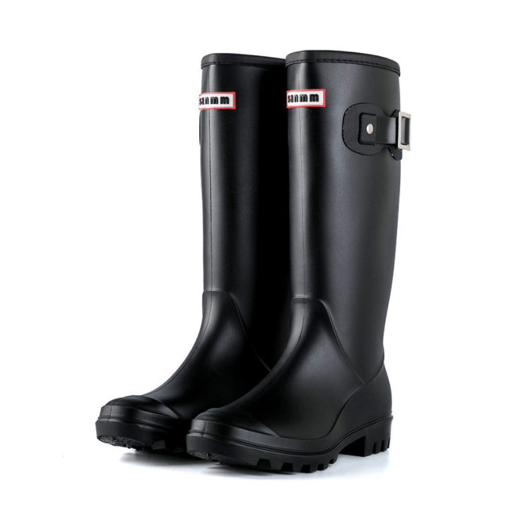 Wholesale Adult Waterproof Middle Heels Gumboots Long Wellington rain boots ladies fashionable rubber wellies for women