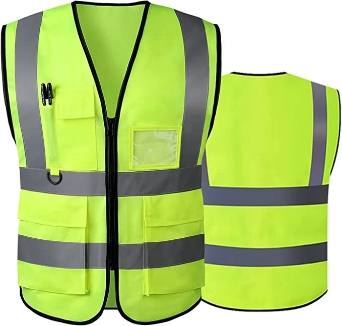 Factory Custom Logo Function Security Construction Work Safety Vest Reflective High Visibility With Pockets Motorcycle Bike