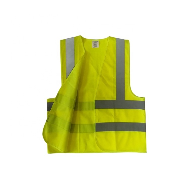 Custom Logo Fabric Reflective Protective Safety Vest  with 2 Inch 5CM High Visibility Reflective Tape 100% Polyester Mesh Zipper