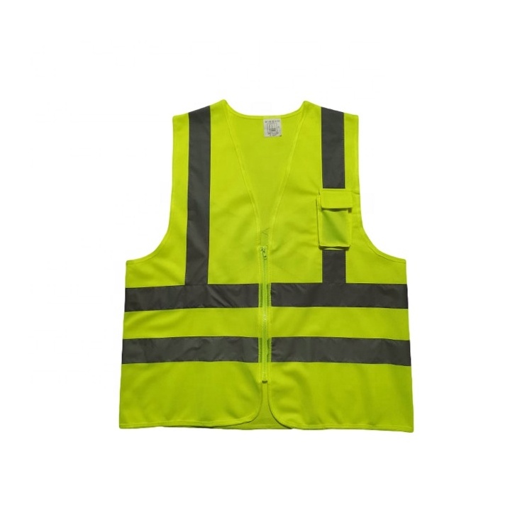 FBOsafety Reflective Polyester Safety Vest for Men Women with 1 Pocket and Zipper Front Hi Vis Construction Work Vest ANSI/ISEA