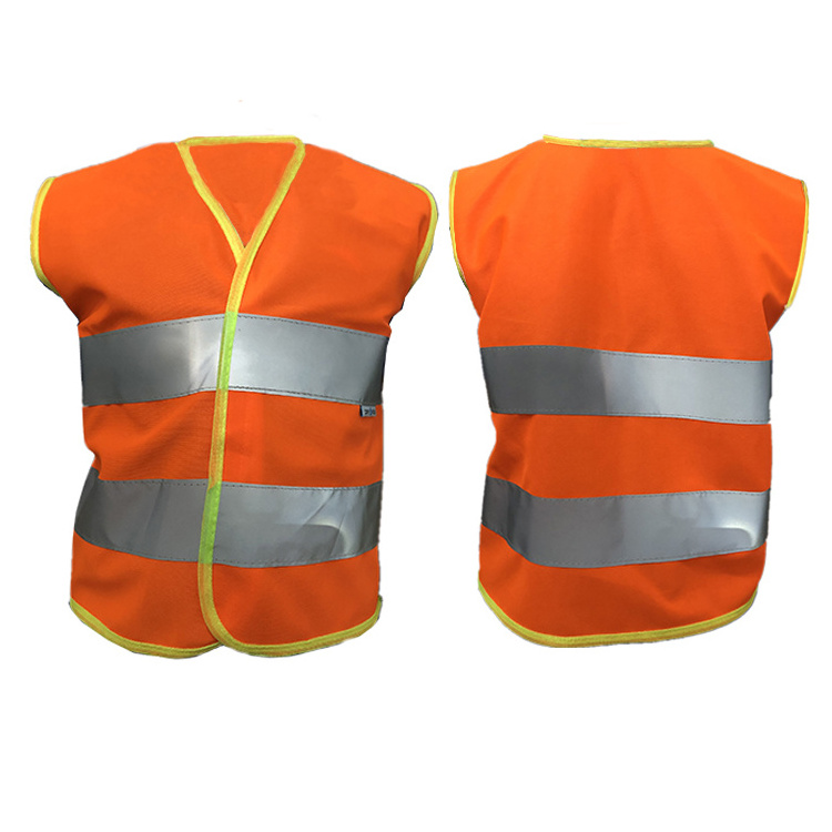 Yellow Pink White For High visibility standard customizable logo lightweight children kids safety vest with reflective tape