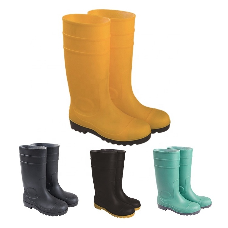 high quality  cheap waterproof clear pvc white safety wellington rain boots for men gumboots wholesale pvc protection rainboots