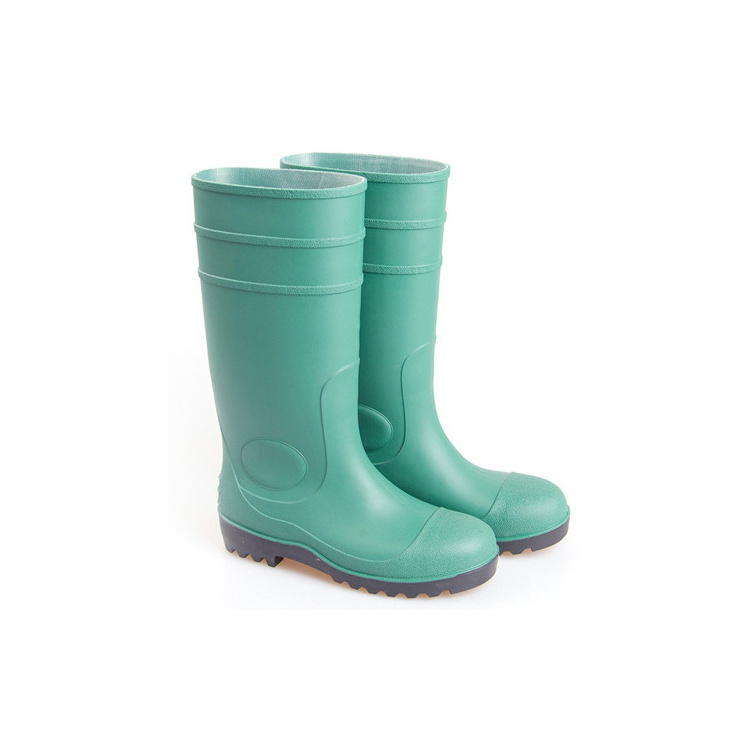 Yellow material durable safety heavy industry gumboots PVC Rain Boots Steel Sole Anti-Slip Chemical Working Mining rain Boots