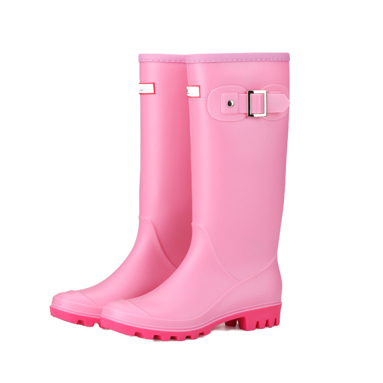 Wholesale Adult Waterproof Middle Heels Gumboots Long Wellington rain boots ladies fashionable rubber wellies for women