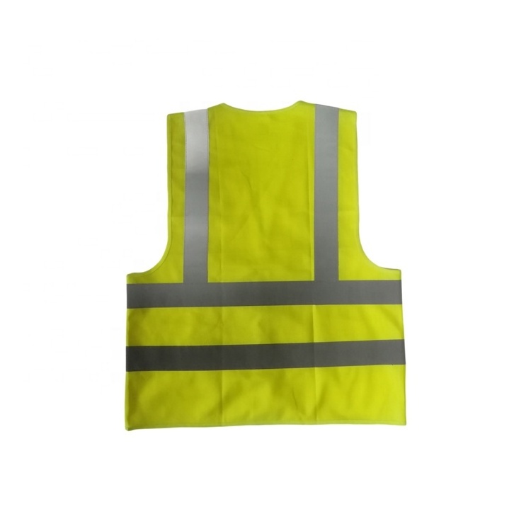 Custom Logo Fabric Reflective Protective Safety Vest  with 2 Inch 5CM High Visibility Reflective Tape 100% Polyester Mesh Zipper