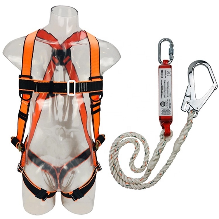 CE buy full body safety harness belt low price with lanyard rope energy absorber fall arrest harness safety