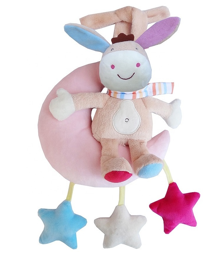 stuffed animal baby crib hanging toy with music