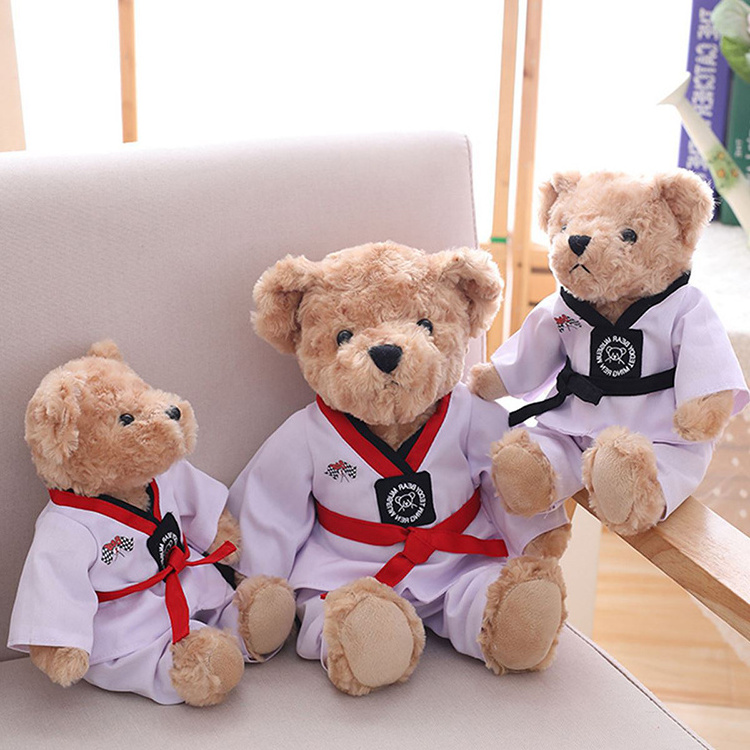 Cute taekwondo teddy bear doll