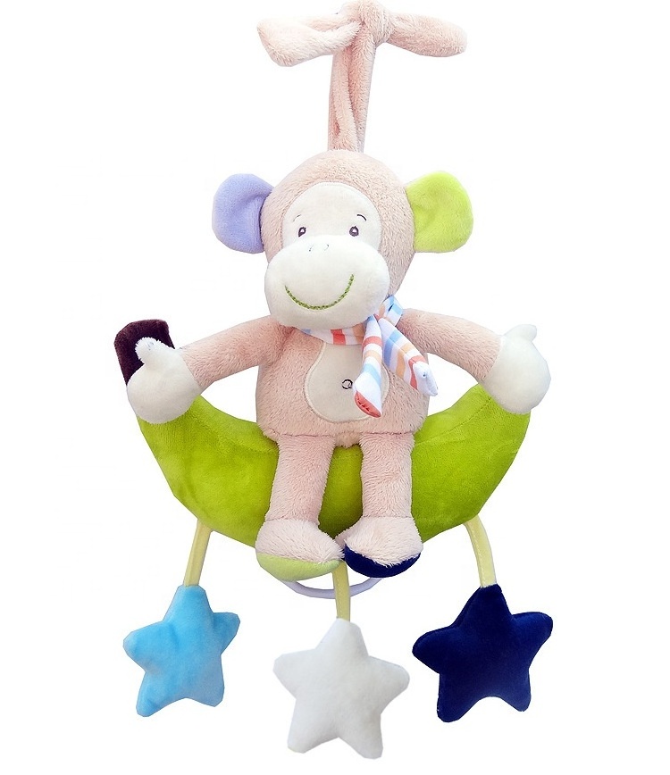 stuffed animal baby crib hanging toy with music