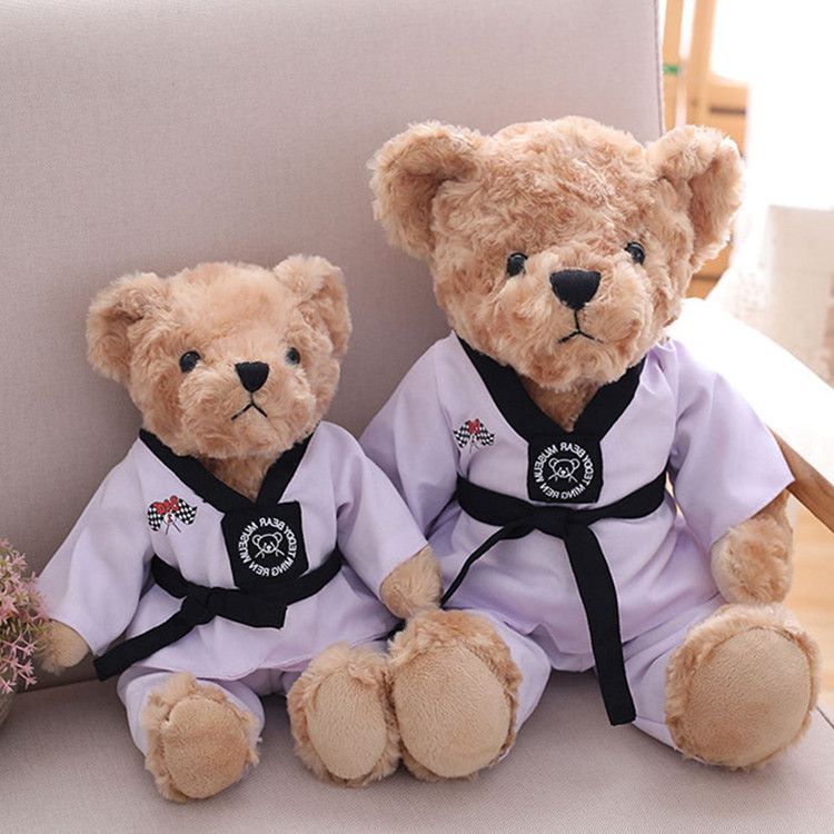 Cute taekwondo teddy bear doll