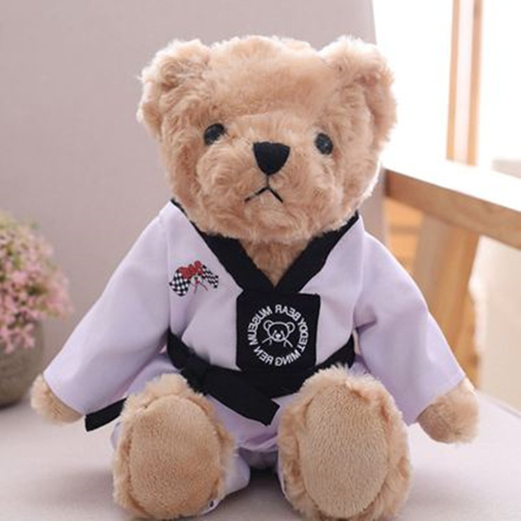 Cute taekwondo teddy bear doll