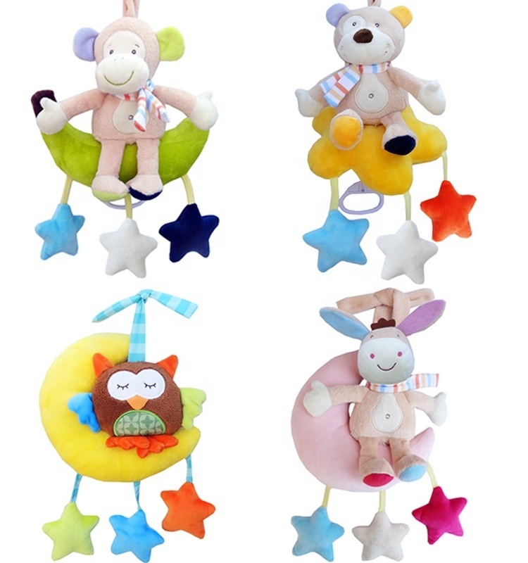 stuffed animal baby crib hanging toy with music