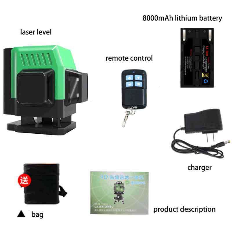 Mini Self leveling rotary green laser level 360 cross line cheap price 3D 12 line nivel laser 360