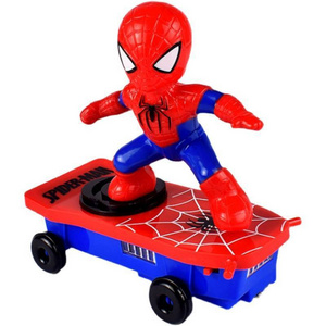 Cross border Spider Warrior stunt scooter, Spider Man rolling car body lights, children's electric toys