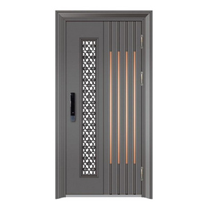 304 Stainless steel door with fingerprint digital lock external security metal door grill glass design